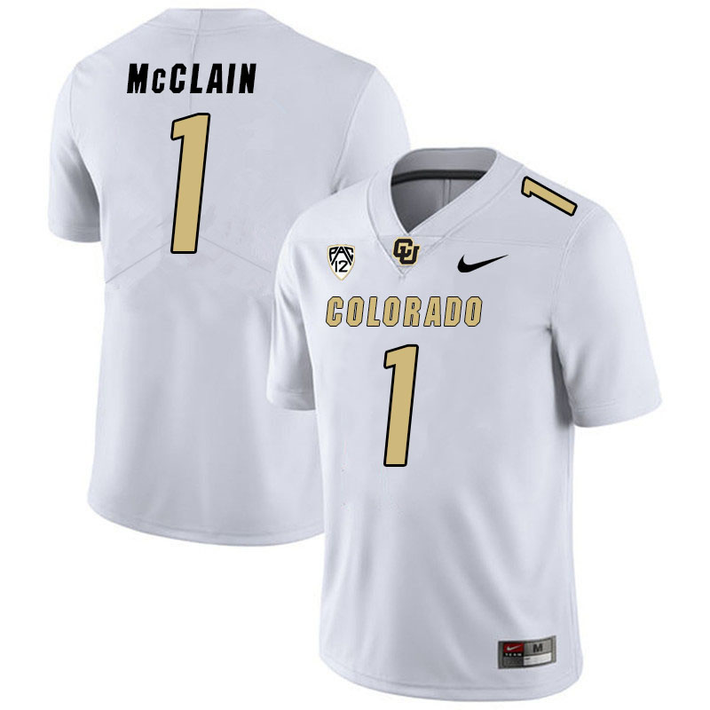 Men #1 Cormani McClain Colorado Buffaloes College Football Jerseys Stitched Sale-White - Click Image to Close